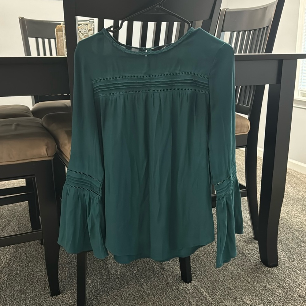 Teal Bell Sleeve Shirt